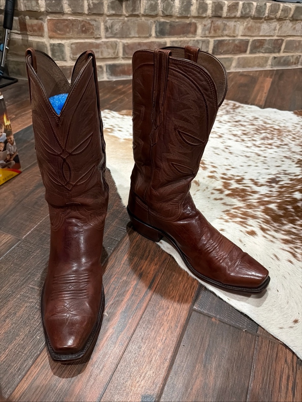 Lucchese Men’s Classics Ranch Hand Cowboy Boots Snip-Toe Brown N96177 10D